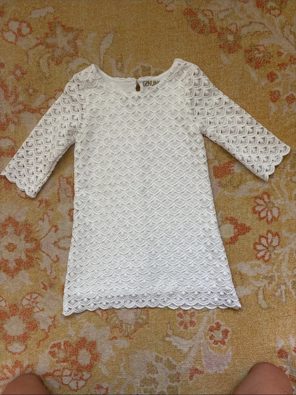 White Scallop Crochet Dress